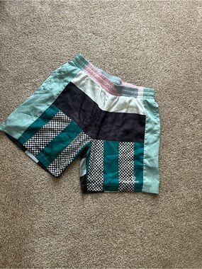 Sergio Tacchini Mint and Pink Elastic-Waist Athletic Shorts
